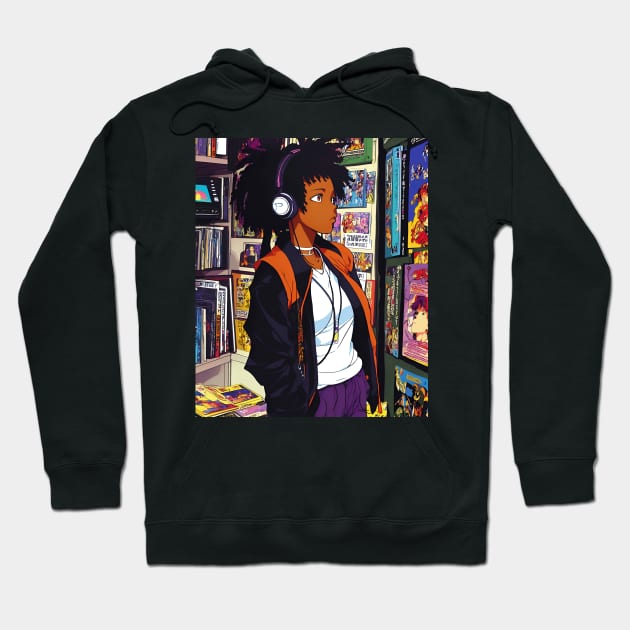 Lost in Lofi hip hop Music anime black girl aesthetic Hoodie by geekmethat